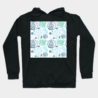 Blue Green One Line Shapes Hoodie